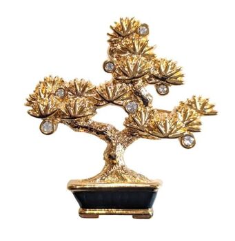 Vintage Cabouchon gold plated bonsai brooch