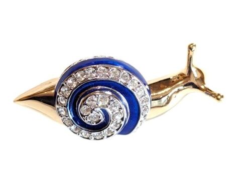 Vintage Cabouchon brooch from the Snail collection with gold plating, blue 