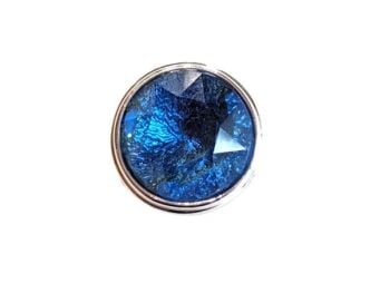 Vintage Cabouchon  tac-pin with rhodium plating and a light blue faceted diamanté