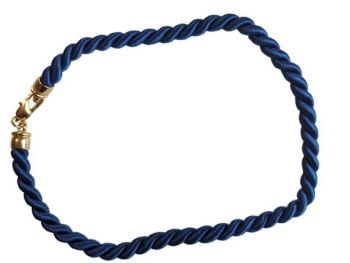 Vintage Cabouchon navy blue cord necklace with a gold plated clasp. Size medium.