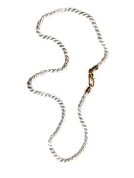 Vintage Cabouchon silver coloured cord necklace with a gold plated clasp. Size large.