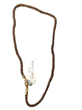 Vintage Cabouchon brown cord necklace with a gold plated clasp. Size medium.