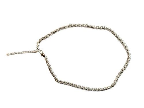 Vintage Cabouchon rhodium plated chain necklace.