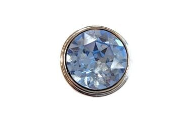 Vintage Cabouchon  tac-pin with rhodium plating and a very light blue faceted diamanté