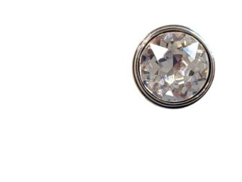 Vintage Cabouchon  tac-pin with rhodium plating and clear faceted diamanté