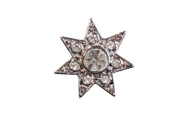 Vintage Cabouchon  star shaped tac-pin with rhodium plating and Austrian crystals