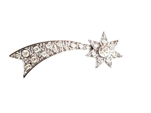 Vintage Cabouchon  shooting star brooch with rhodium plating and rhinestone