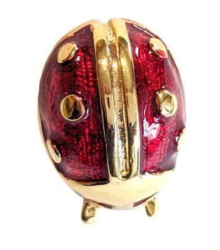 Vintage Cabouchon  ladybird tac-pin with gold plating and red enamel.