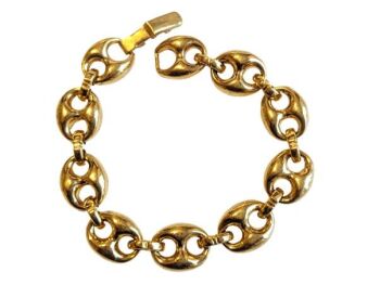Vintage Cabouchon gold plated bracelet. Size extra large.