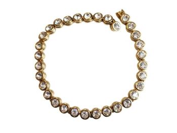 Vintage Cabouchon gold plated bracelet with Austrian crystals.  Size small.