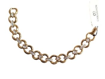 Vintage Cabouchon bracelet with gold plating and  Austrian crystals.  Size medium.