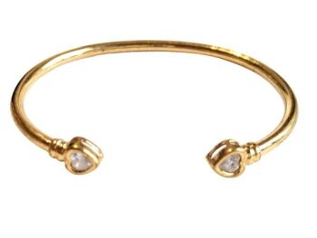 Vintage gold plated Cabouchon bangle with Austrian crystals. Size small.