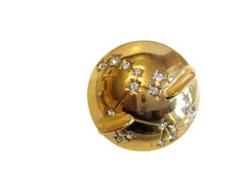 Vintage Cabouchon brooch  with gold plating and sparkling Austrian lead crystals.