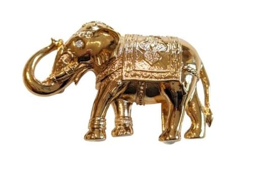 Vintage Cabouchon gold plated elephant belt buckle