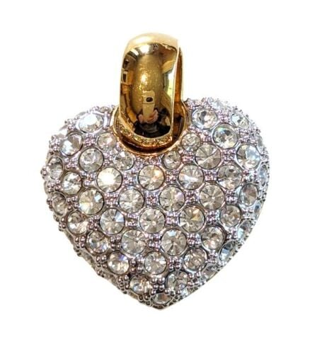 Vintage Cabouchon gold plated heart pendant with Austrian crystals