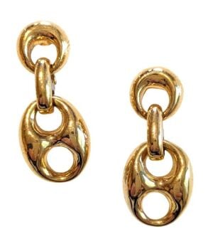 Vintage Cabouchon earrings with gold plating. For pierced ears.