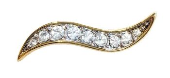 Vintage Cabouchon brooch with gold plating and stunning Austrian crystals