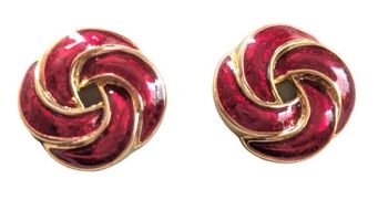 Vintage Cabouchon clip earrings with a red enamel interpersed with gold plating