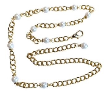 Vintage Cabouchon gold plated necklace with high quality faux pearls