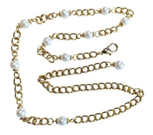 Vintage Cabouchon gold plated necklace with high quality faux pearls