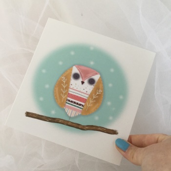 greeting card - folk owl