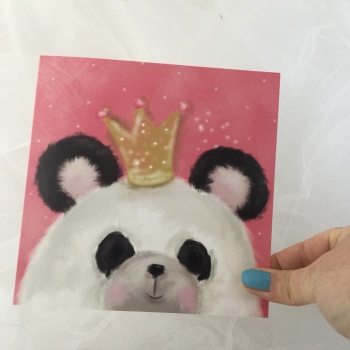 greeting card - party panda, crown