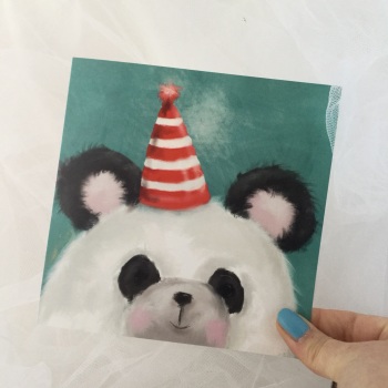greeting card - party panda, hat