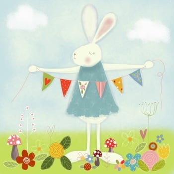 extra thick print - bunny with bunting
