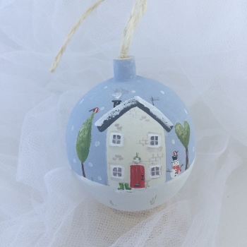 bauble house and snowman