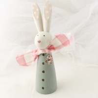 Bunny - small wooden bunny - floral corsage