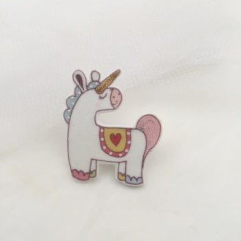 unicorn pin - pink & yellow