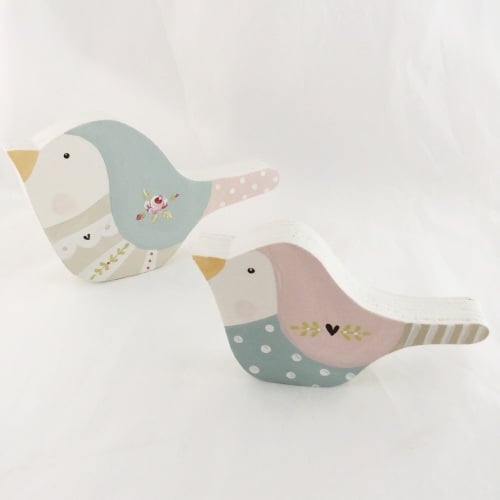 pair of bird shelfies -rose