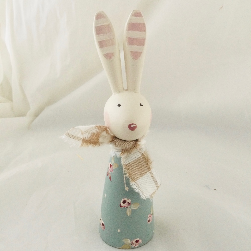 larger wooden bunny - scattered roses