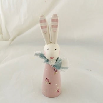 small wooden bunny - scattered roses