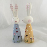 larger wooden bunny - summer flowers