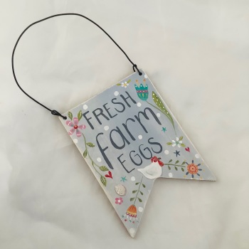 Wooden pennant - fresh farm eggs #2