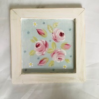 Small square rose plaque - blue