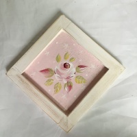 Small square rose plaque - pink