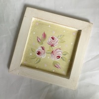 Small square rose plaque - green
