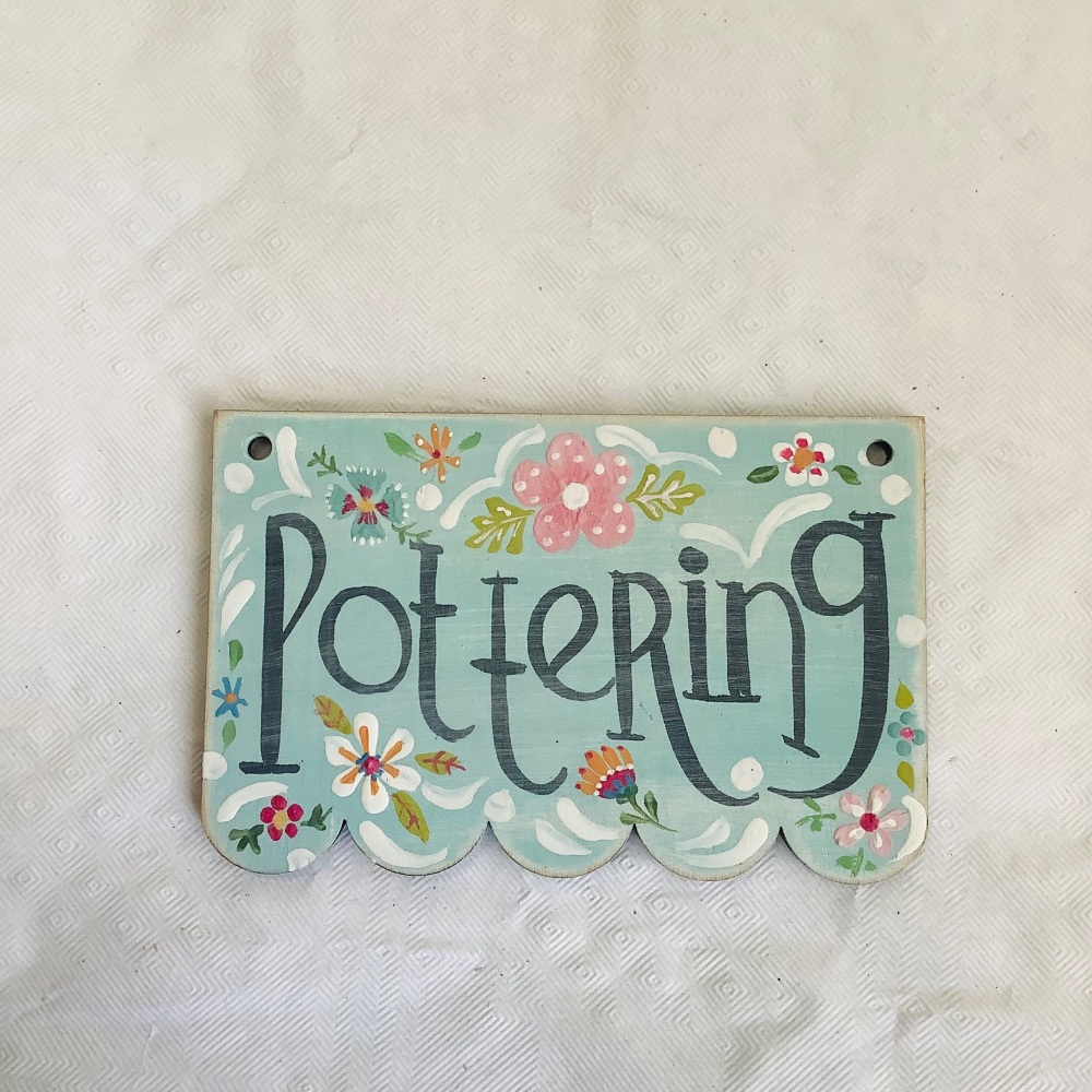 Sign - mini pale teal pottering