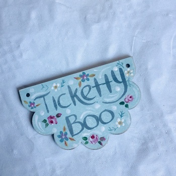 Mini sign - half round - ticketty boo (teal)