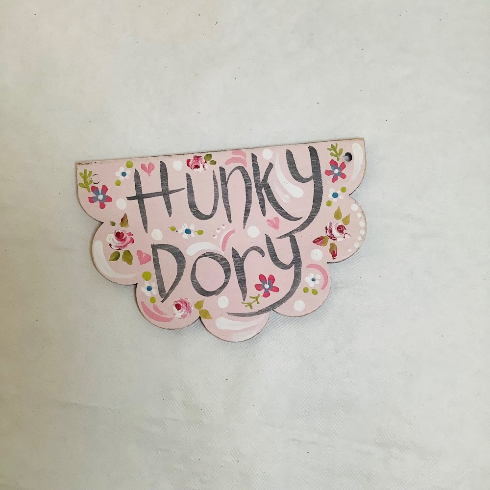 Mini sign - half round - hunky dory (pink)