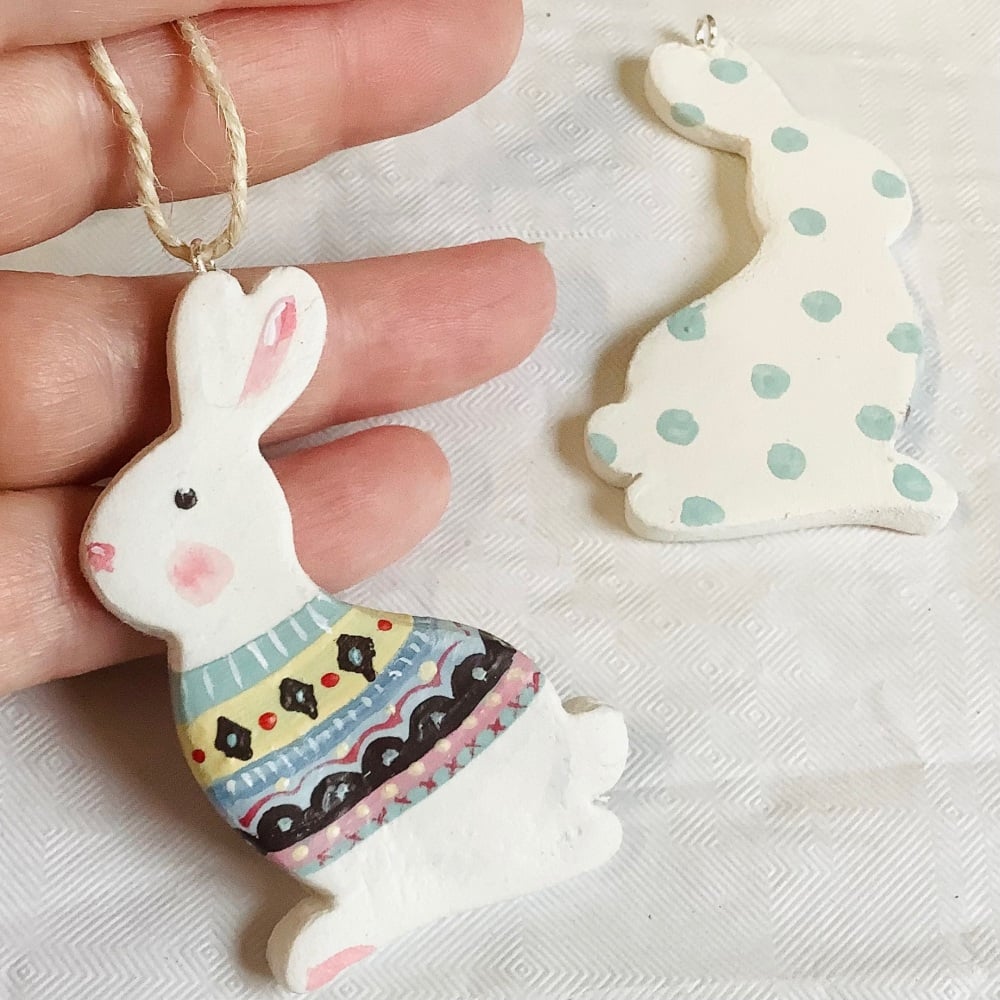 Bunny dangle with Fair Isle jumper