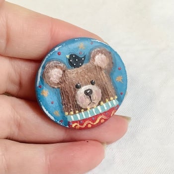 Pin #56  bear bright blue background