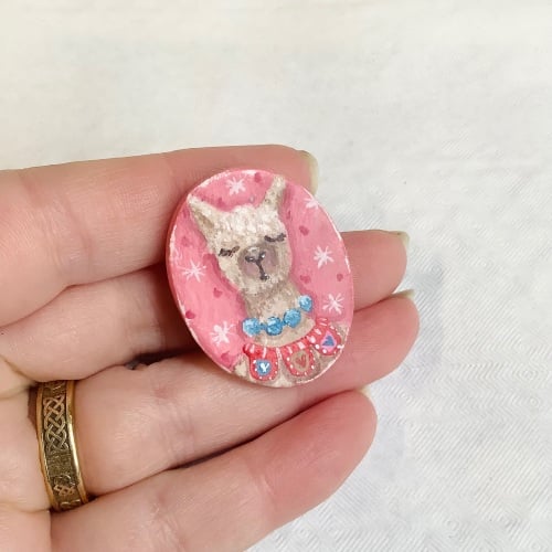 Pin #61 llama pink background