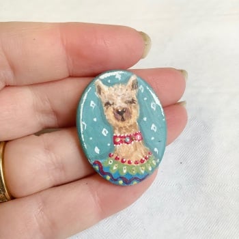 Pin #62 llama teal background