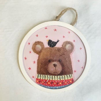 Bear in jumper - round painting