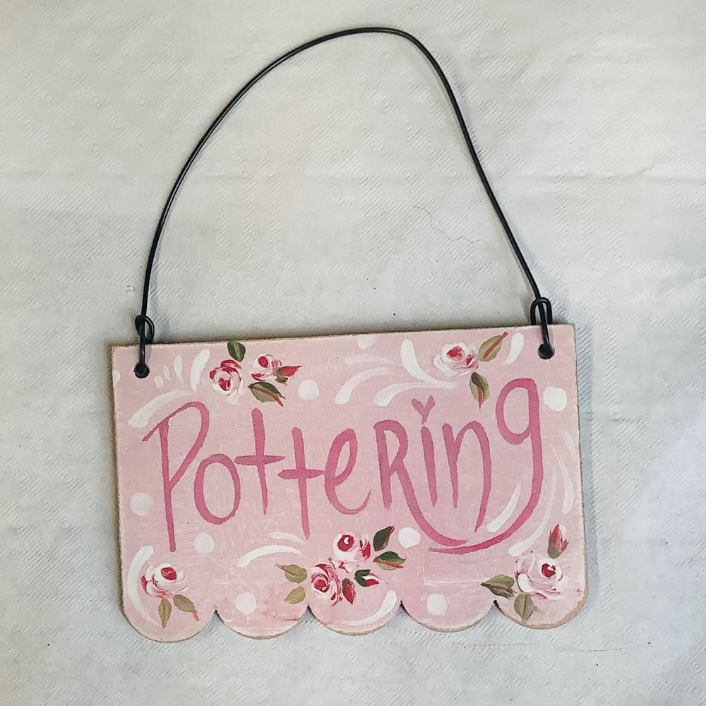 Mini sign - oblong - pottering (pink)