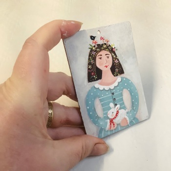 Mini painting - girl with bunny