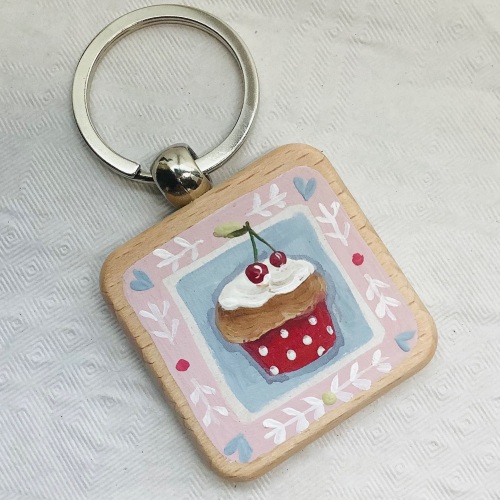 Chunky wooden keyring #1
